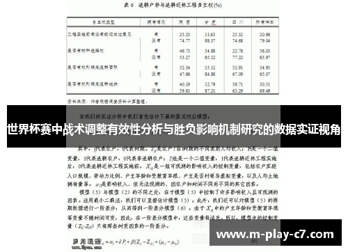 世界杯赛中战术调整有效性分析与胜负影响机制研究的数据实证视角