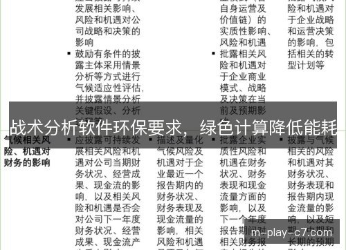 战术分析软件环保要求，绿色计算降低能耗